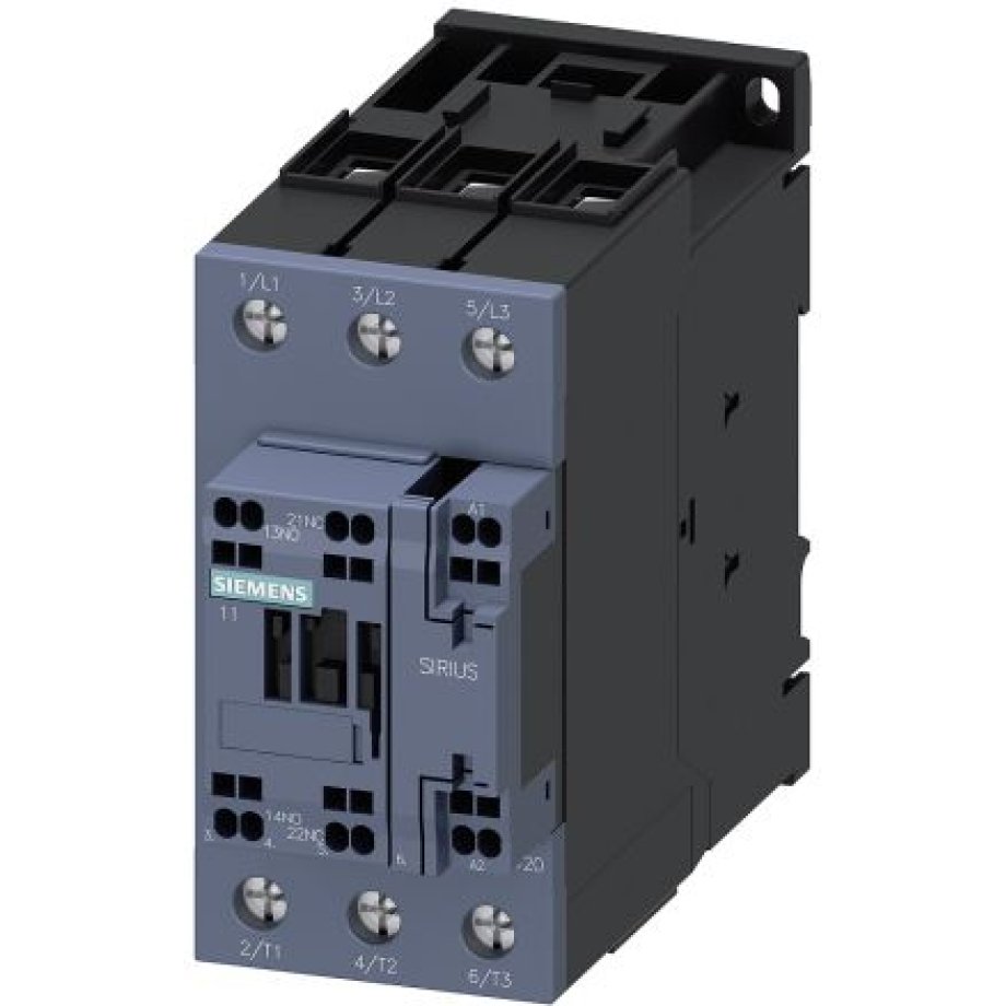 Siemens SIRIUS 3RT Size S2, 3RT2 Contactor, 230 V ac Coil, 3-Pole, 50 A, 22 kW, 1NO + 1NC